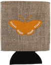 Caroline's Treasures BB1031-BL-OR-CC Butterfly Burlap and Orange BB1031 Can or Bottle Hugger Cooler Washable Drink Sleeve Collapsible Beverage Insulated Holder, Can Hugger, Multicolor
