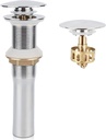 Pop Up Sink Drain Without Overflow, Bathroom Faucet Vessel Vanity Sink Drain with Detachable Basket Stopper, Polished Chrome