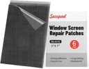 5" x 7" Black/Grey Screen Repair Kit, 6 PCS Window Screen Patch Repair Tape for Mesh Window Door, Strong Adhesive Fiberglass Mesh Pacth Tape