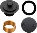 Black tub Drain Lift &Turn Tub Trim Set with Two-Hole Overflow Faceplate Conversion Kit Assembly, Hidrop Bathtub Drain Replacement Trim Kit and Universal Fine/Coarse Thread, Matte Black