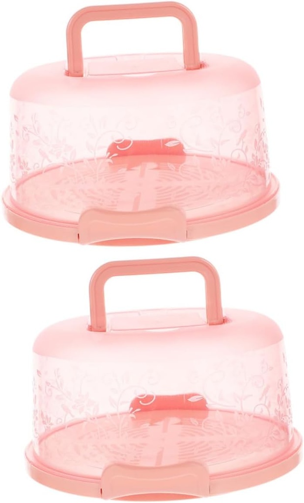 2pcs Portable Round Cake Carrier with Lid Handy Cupcake Holder Secure Buckle Design for Fresh Keeping Cake Box for Baked Goods Material