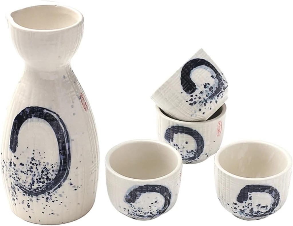 Traditional Sake Set,Sake Set Ceramic Wine Set Home Insulation Wine Glass Ceramics One Pot Four Glasses Sake White Wine Pot