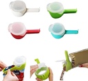 4PCS Bag Clips with Pour Spout Snack Clips That Pour Food Storage Sealing Clips with Pouring Spouts Reusable Plastic Cap Sealer Clips Bag Clips Seal and Pour Bag Clip for Food Storage Organizer