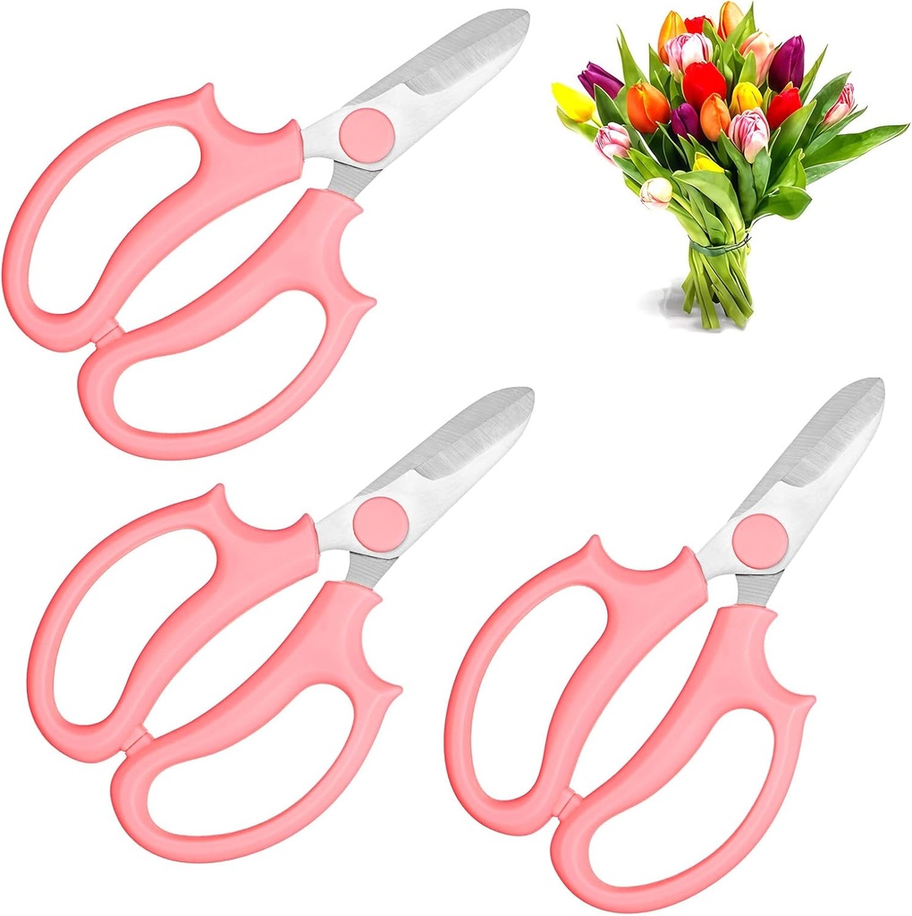 3Pcs Garden Scissors, Floral Shears, Premium Thickened Stainless Steel Floral Scissors with Comfortable Grip Handle, Strong Pruner for Plants Trimming and Fruit Picking Trimming