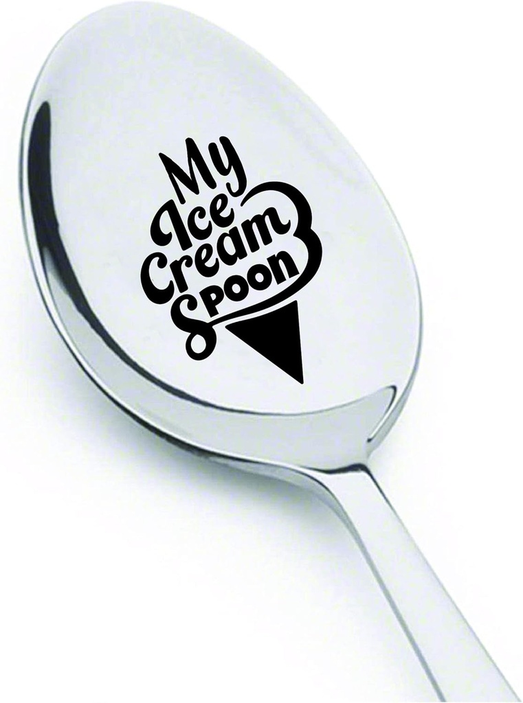 Couple gifts for him and her-My ice cream spoon engraved stainless steel ice cream and dessert spoons, sister and cousin gifts kitchen utensils,7 inches