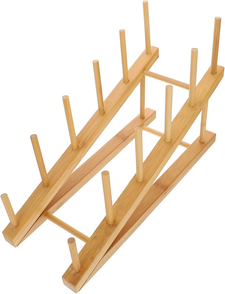 OUNONA Multi Functional Kitchen Rack for Bowls Plates Cups Space Saving Draining Shelf with Vertical Drainage Stylish Dinnerware Organizer for Cabinet and Countertop Storage