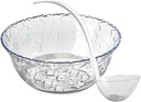 S.G Premium Quality Plastic Punch Bowl with Ladle - 2 Gallon Punch Bowl with Ladle - Embroidered Design 8 Quart large Serving Bowl with 5 oz Plastic Serving Ladle/Spoon for Parties, Holidays, and more