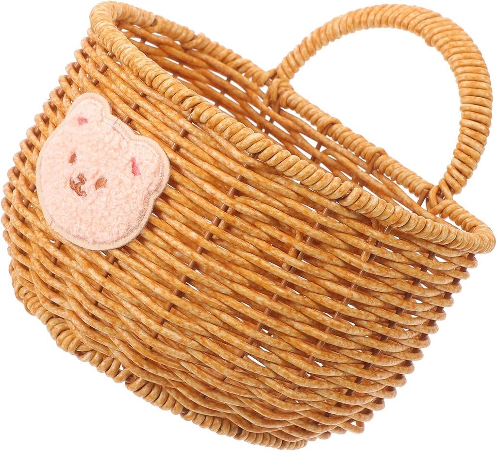 VOSAREA Onion Ginger Garlic Storage Basket Woven Wall Hanging Organizer for Vegetables and Eggs Rustic Kitchen Decor Cute Cartoon Design Multi-purpose Storage