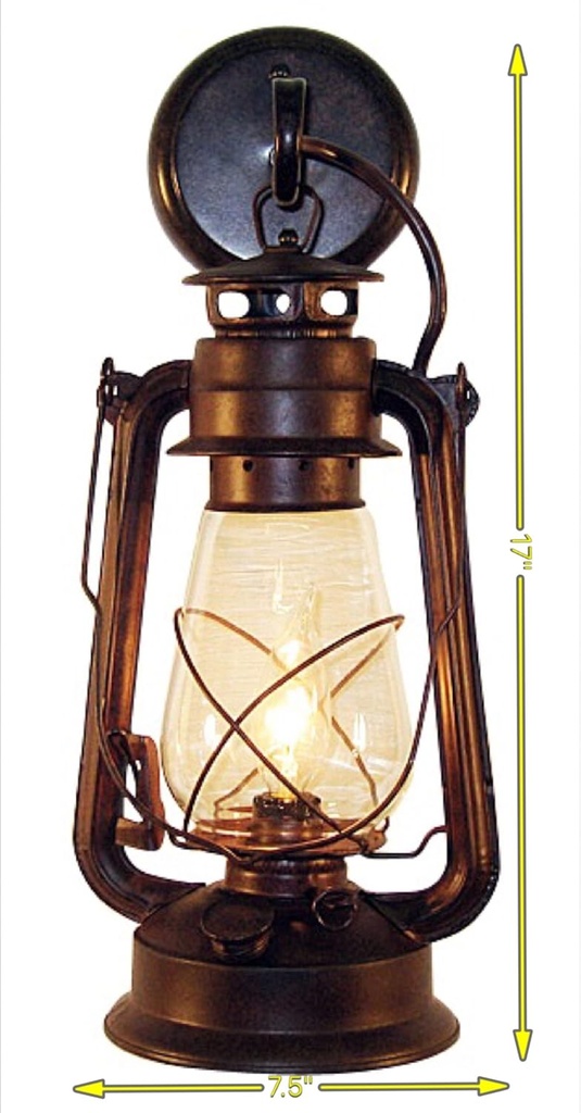 Rustic Wall Sconce Lantern, Farmhouse Wall Light Fixture with Glass Globe, Electric Lantern Light Sconce - Rust Finish