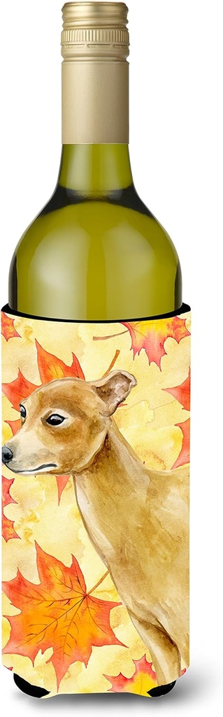 Caroline's Treasures BB9959LITERK Italian Greyhound Fall Wine Bottle Hugger, Yellow Bottle Cooler Sleeve Hugger Machine Washable Collapsible Insulator Beverage Insulated Holder