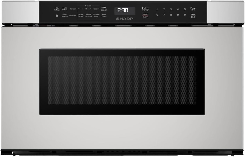 SHARP SMD2440JS Microwave Drawer Oven, 24-inch, 1.2 Cubic Feet, 950 Watt, Angled Touch Control Panel, Stainless Steel