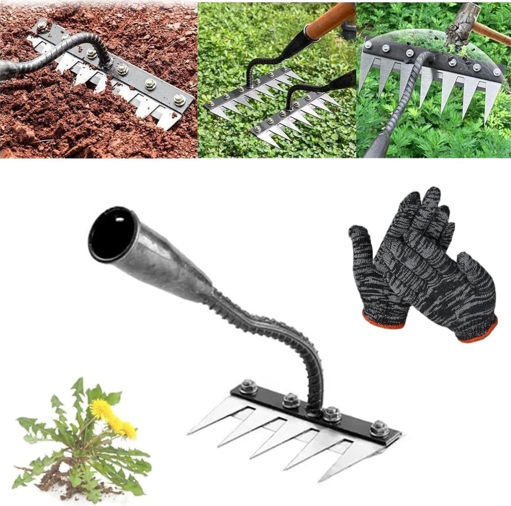 Multi-Tine Carbon Steel Garden Cultivator Rake, Multi-Tine Carbon Steel Garden Cultivator Rake 5/6/7/8 Teeth, Iron Rakes for Gardening and Weeding, 5/6/7/8 Teeth Gardens Weeding Rakes