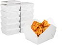 300PCS 45oz Paper Lunch Food Takeout Boxes Containers Disposable Kraft Food Containers - White Grease Resist Paper Lunch Takeout Boxes for Restaurants, Catering, Parties, Picnics