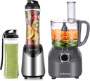 La Reveuse 4-Cup Food Processor + La Reveuse 300W Personal Size Blender (Silver)