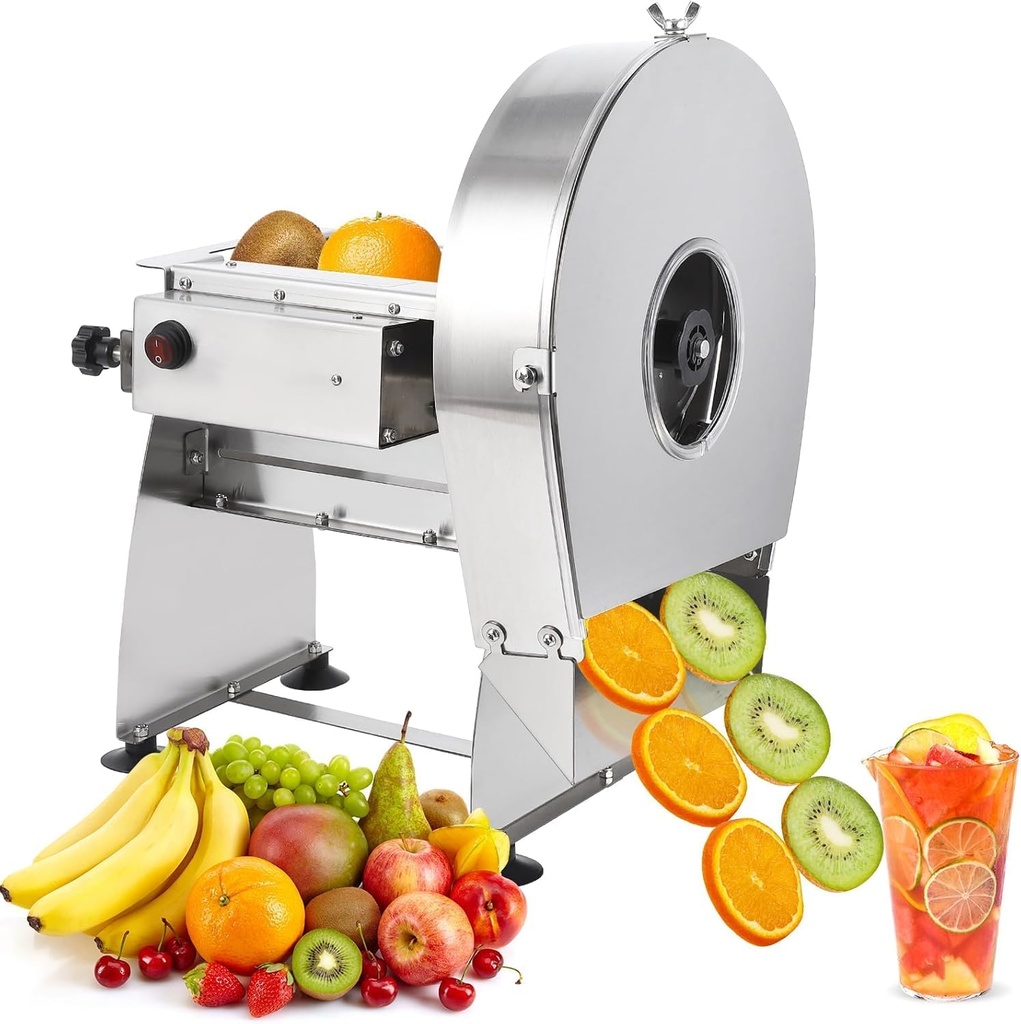 Electric Vegetable Slicer Commercial Fruit Slicer Machine Tomato er 0-10mm Thickness Adjustable Stainless Steel for Lemon Potato Onion Tomato