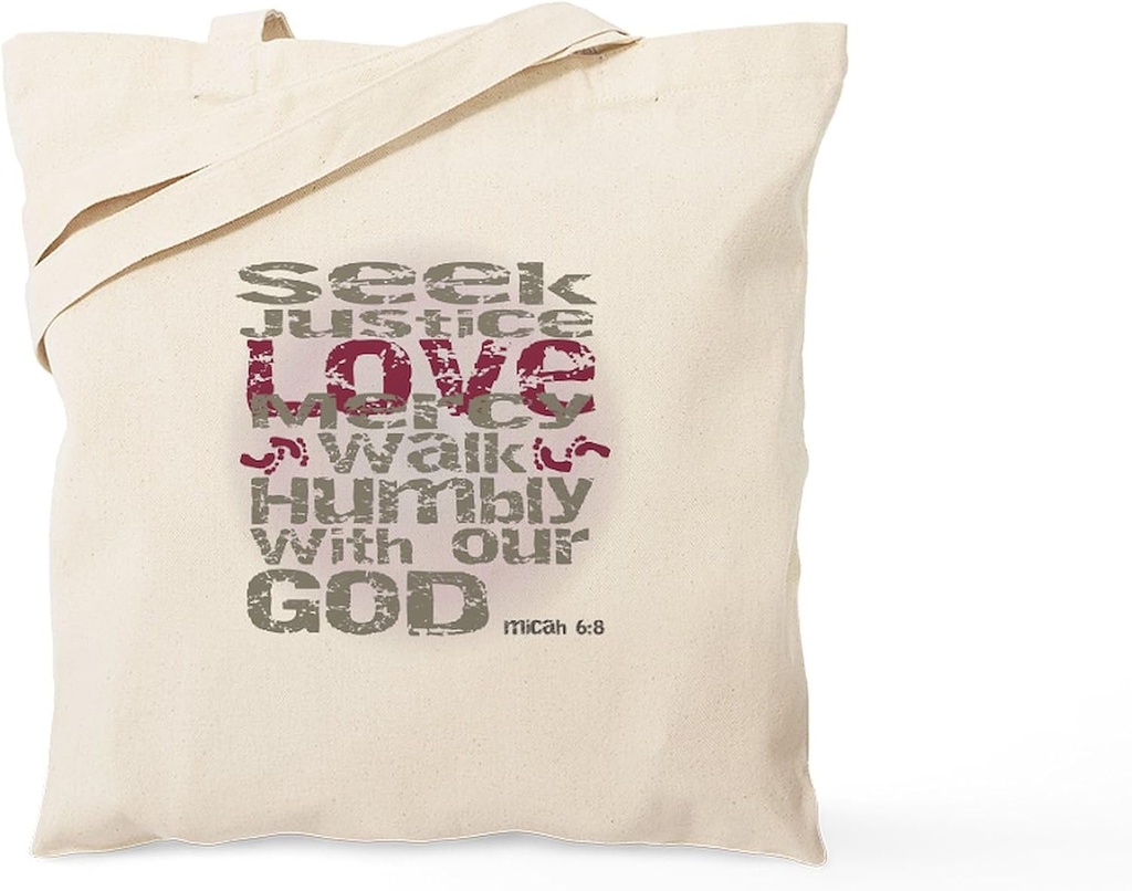 CafePress Micah 6:8 Tote Bag Reusable Natural Beige Canvas Shopping Bag