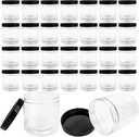 30 Pack 12oz Clear Plastic Jars with Black Lids - Round, Flip Top, Food Grade, Reusable, Kitchen & Pantry Storage Containers for Spices, Candy, Coffee, Cereal & More