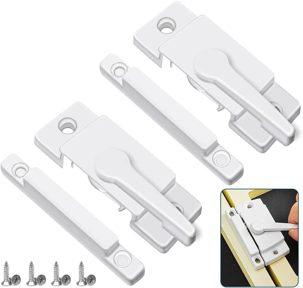 Sliding Window Sash Locks White ZUONAI 2 Pack Cam Sash Locks for Double Hung Window Latch Lock Security Vinyl Window Sash Lock and Keeper Replacement for Vertical and Horizontal Sliding Windows