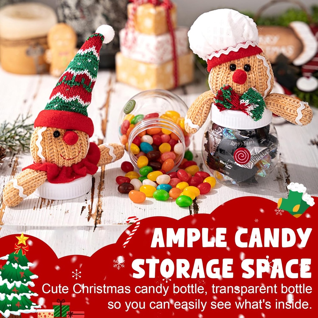 2PCS Gingerbread Men Jars, Christmas Jars Gingerbread Cookie Jar Large Strong Sealing Lightweight Tough and Durable Visible for Christmas Party Gifts Gifts Company Holiday Gifts