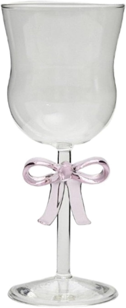Unique Bow Crystal Wine Glasses Goblet Parties Red Wine Glass for Weddings, Valentine's Day, Bars, Table Decor Glass Cup Wine Accessories(Pink)