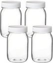 PR1M3 Mason Jars 16 oz Regular Mouth (4 Pack) Clear Glass with Plastic Lids for Sealing, Canning Jars for Food Storage, Overnight Oats, Dry Food, Snacks, Candies, DIY Project.