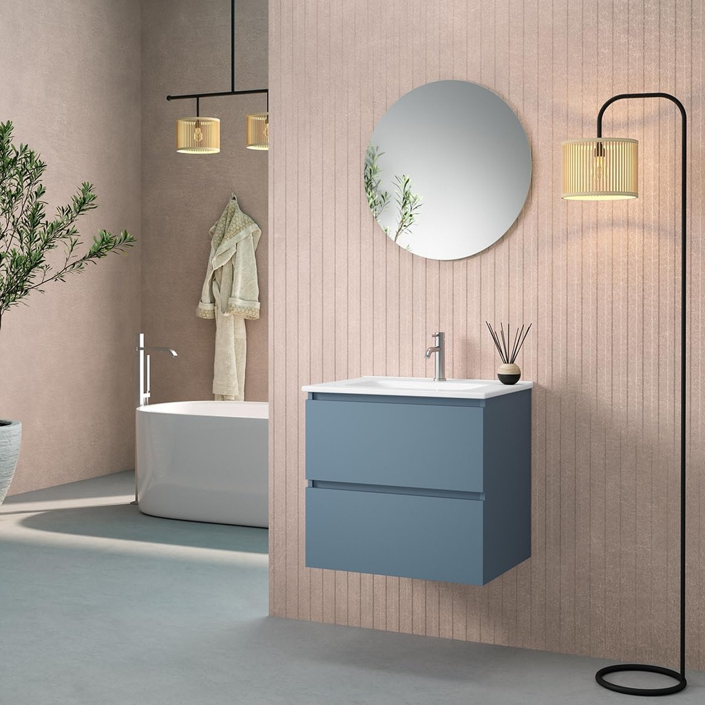 Flora C60 Flora 24" Wall Mounted Single Basin Vanity Set with Cabinet and Ceramic Vanity Top - Wenge