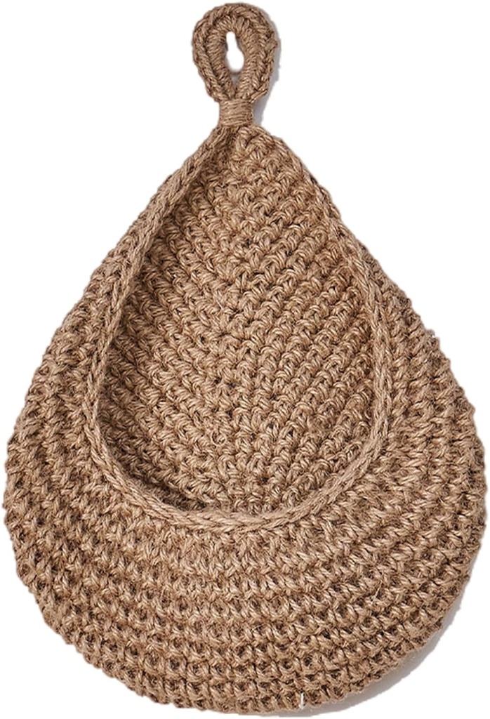 Hanging Fruit Basket, Boho Teardrop Shape Hanging Wall Basket, Space-Saving Woven Storage Organizer for Vegetable Fruit Potato Onion