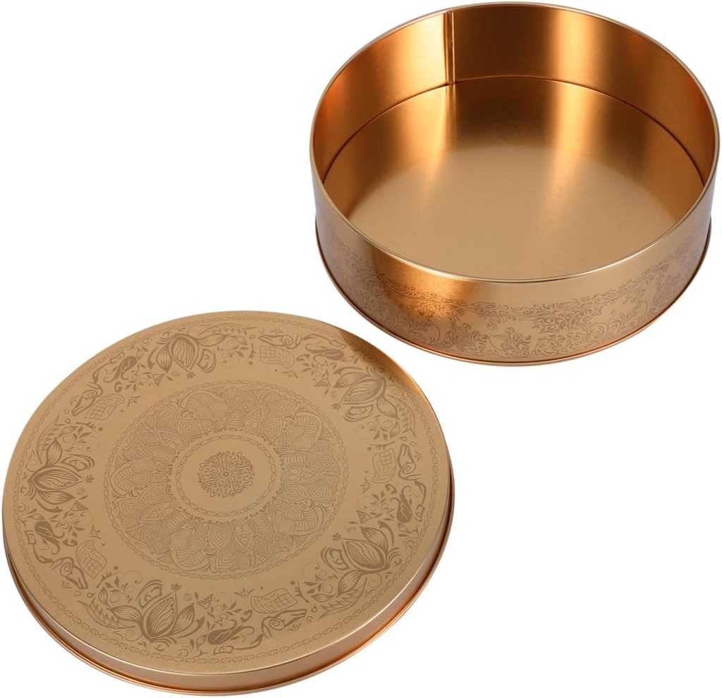 Round Tinplate Cake Pan with Lid Decorative Cookie and Candy Storage Box for Weddings Birthdays Parties Multipurpose Treat and Gift Packaging Container