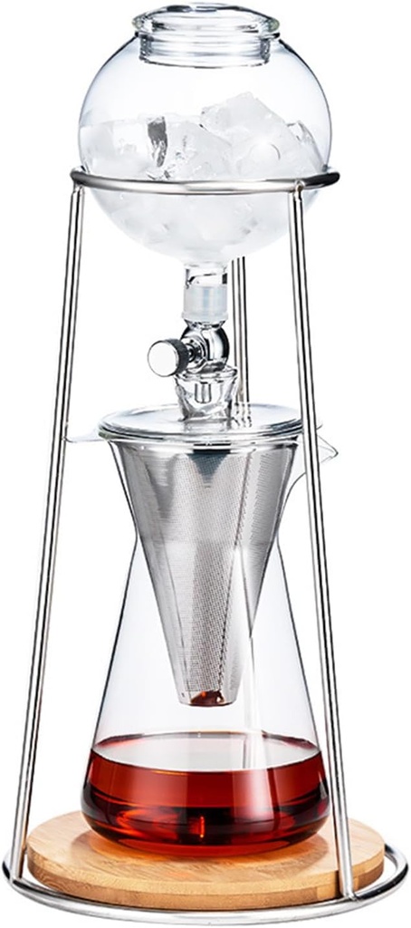 Slow Drip Cold Brew Coffee Maker, Sealed Extraction Iced Tea Maker, 2-4 Cup Capacity, Adjustable Drip Speed, with Stainless Steel Filter, for Home/party