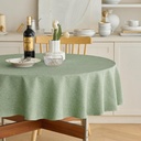 Faux Linen Round Tablecloths 60 inch, Waterproof Decorative Washable Texture Rustic Circle Table Cloth Cover for Dining Kitchen Party Farmhouse Outdoor(60 Inch,Round (2-4 Seats),Sage Green)