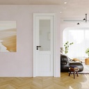 18" x 80" Half Door Slab, Frosted Glass French Door Interior, Soild Core& Pre-Finished Single Panel for Pantry Bedroom Closet as Pocket, Bifold, Barn Doors, No Assembly Required-Shaker w/o Hardware