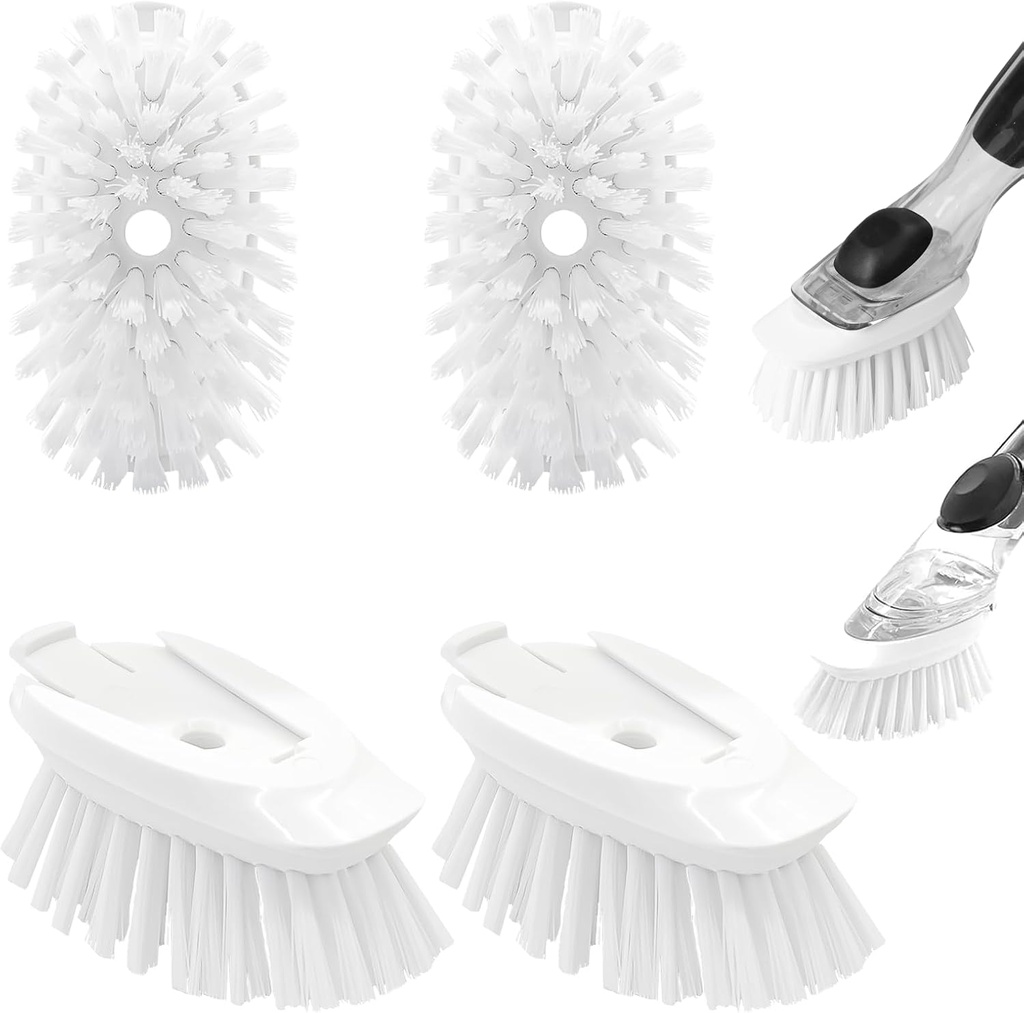 Dish Brush Refill, 4 Pack Dish Brush Replacement Head for OXO Dish Brush, Brush Dispenser Refill Fits Soap Dispensing Handle