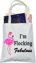 LEVLO Pink Flamingo Lovers Gifts I'm Flocking Fabulous Shopping Bags With Flamingo Pattern BFF Gift