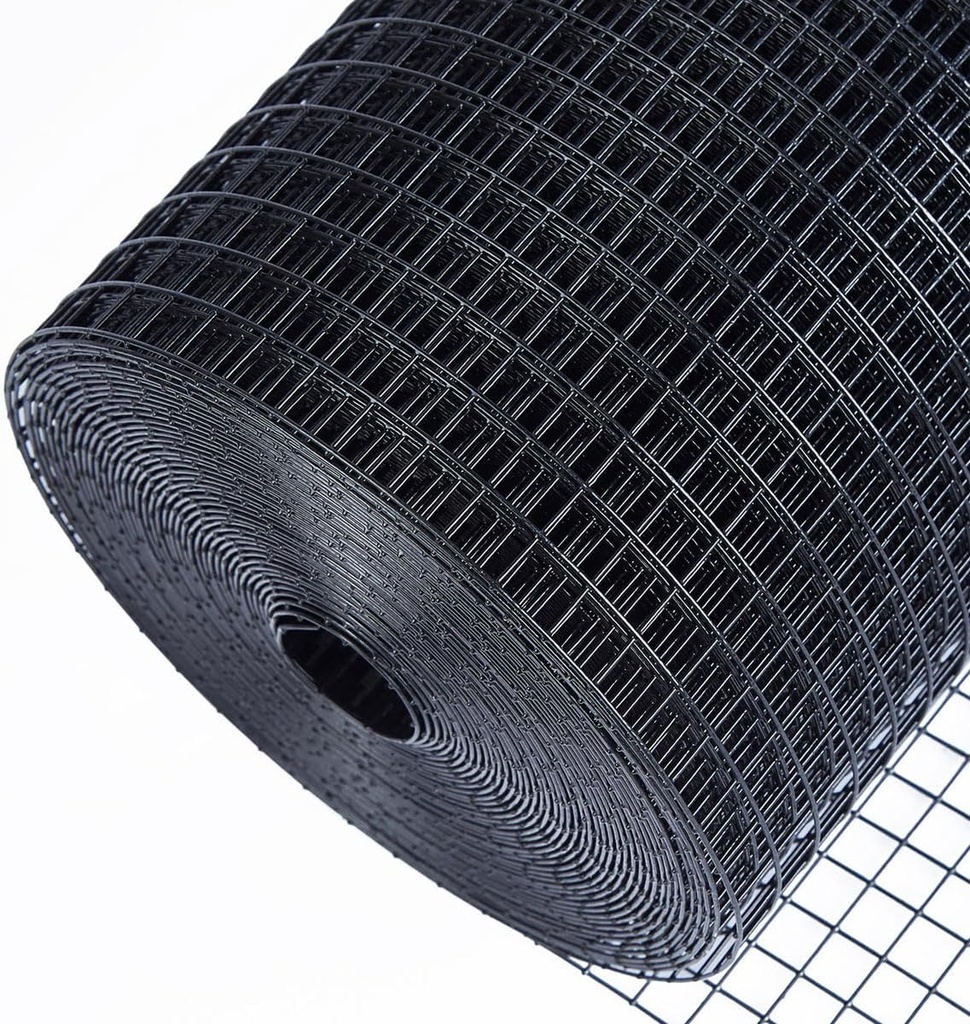 HORCH Black Vinyl Coated Hardware Cloth 1/2 inch 24 x 50 ft 19 Gauge, Wire Mesh Roll, Chicken Wire Mesh, Chicken Wire Fencing, Wire Fencing, Garden Fence, Tree Guard, Mesh & Wire Cloth, Rodent Wire
