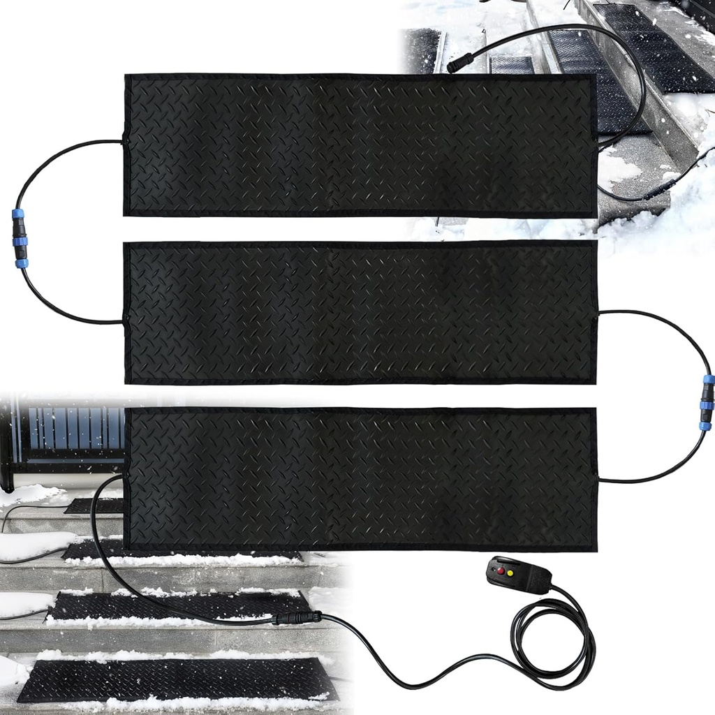 Heated Snow Melting Mats,10x30in (3pcs) Snow Melting Mats Outdoor,Electric Ice Melting Mats for Winter Snow Removal,Heated drivewayDriveway Walkway Mats Outdoor with 10ft Power Cord