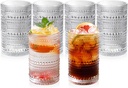 Hobnail Glasses Set of 6 Highball Vintage Drinking Glasses 13OZ Clear Embossed Vintage Glassware Hobnail Glass Cup for Water, Juice,Cocktail, Wine, Beer, Whiskey for Thanksgiving Day, Christmas Gift