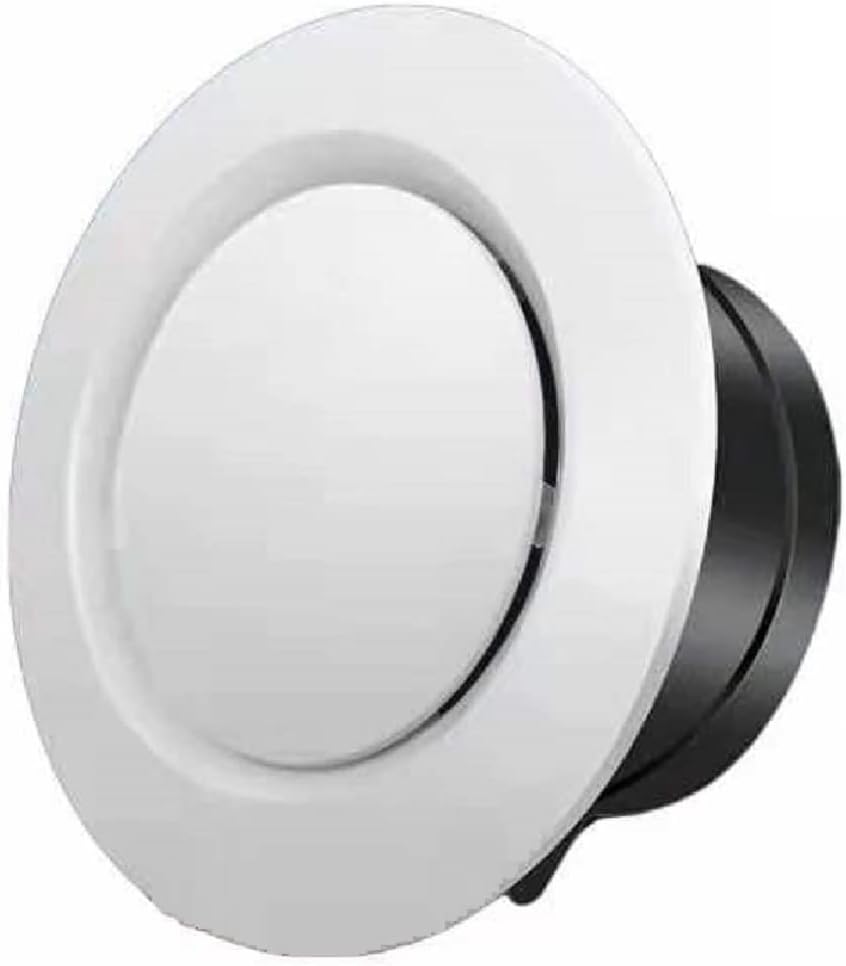 6 inch ABS Adjustable Air Vent White Round Soffit Exhaust Vent for Inline Duct Fan Outlet Vent(5.7 Inch, Front Panel:8.5 Inch)