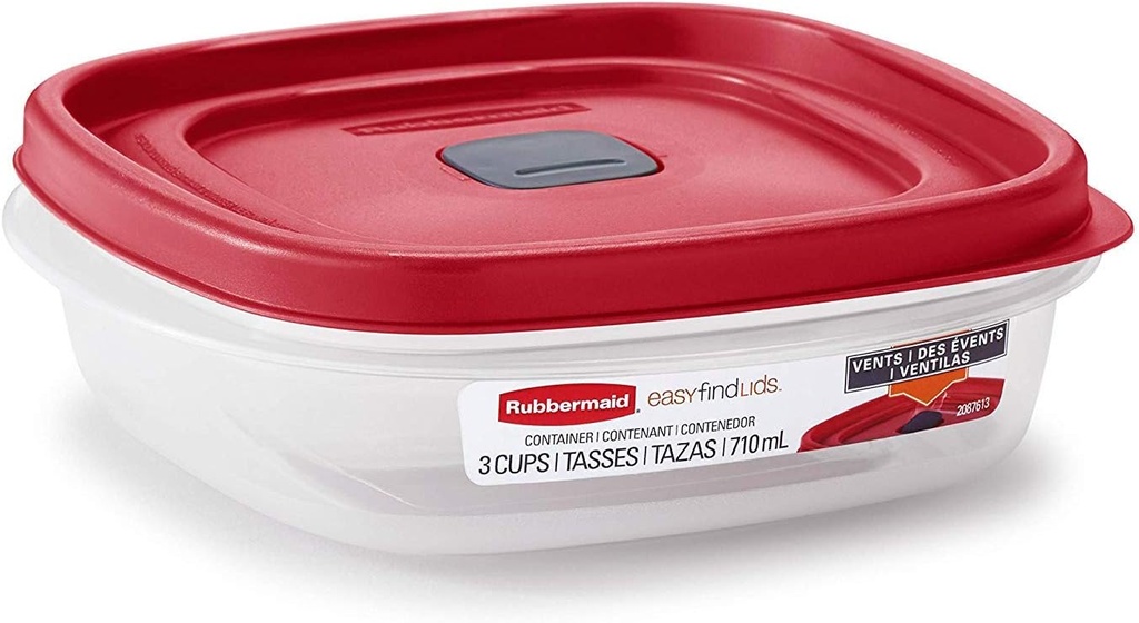 Rubbermaid 2030328 Easy Find Vented Lid Food Storage Container, 3-Cup (4)