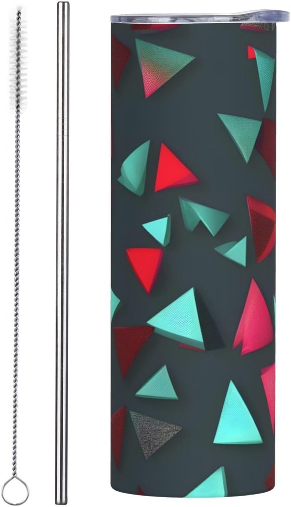 20ozTriangular pattern stainless steel straw lid cup, double-layer stainless steel, can be drunk directly or with a straw
