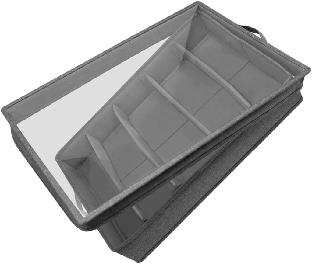 PRETYZOOM Thickened PP Cutlery Organizer with Multi-grid Compartments and Detachable Transparent Cover for Kitchen Storage and Household Utensil Arrangement