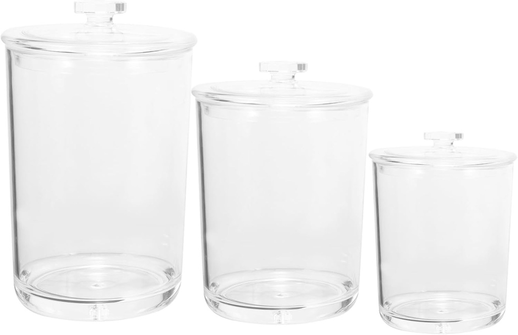 Zerodeko 3Pcs Transparent Storage Jar Small Candy Jars with Lids Tea and Cookie Containers Airtight Holders for Snacks and Dry Food Organization