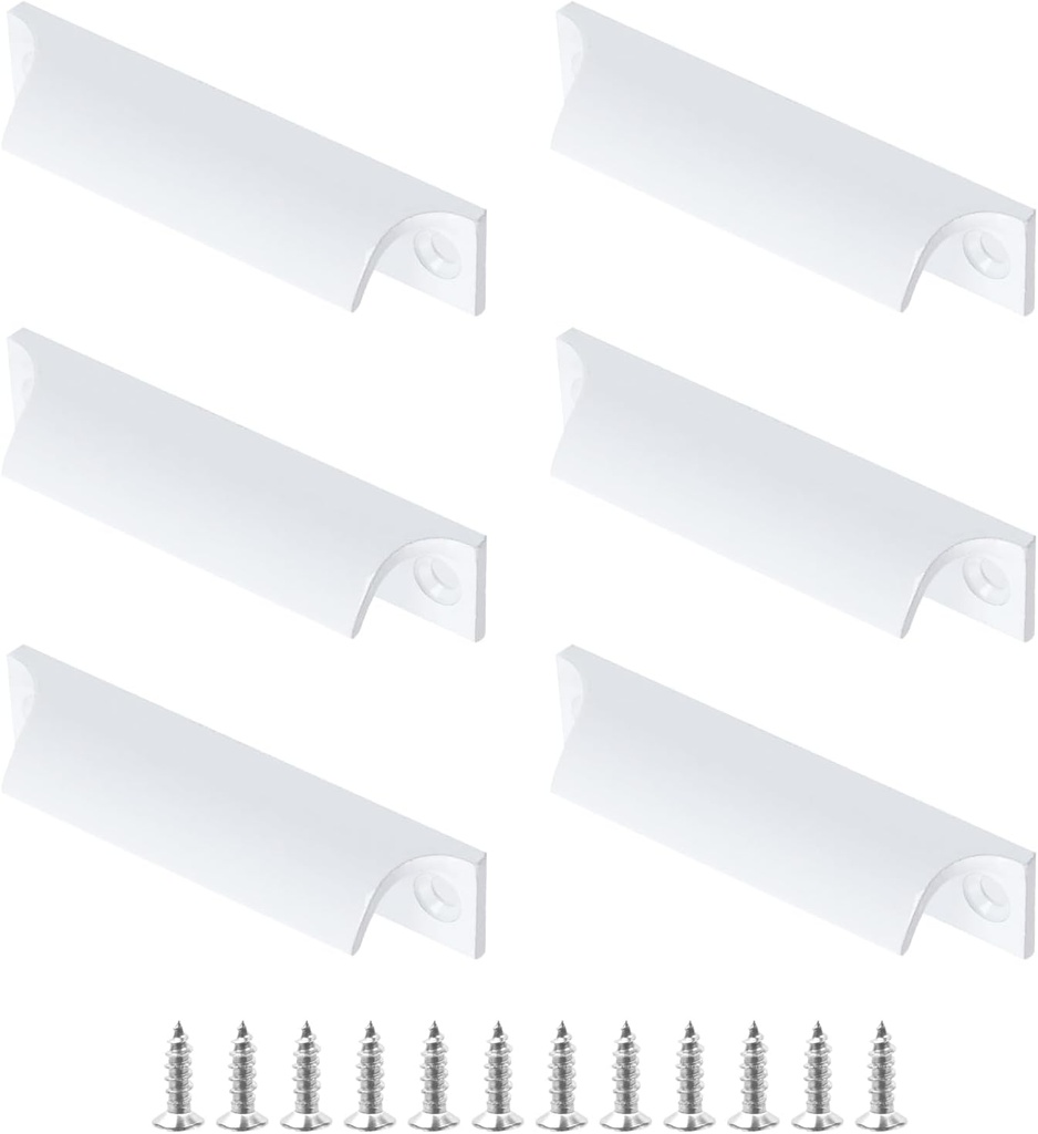 Geesatis 6 Pcs 3 inch Hole Center Cabinet Door Handles Drawer Pulls Window Door Knobs Pulls for Home Decoration Hardware, with Mounting Screws, White