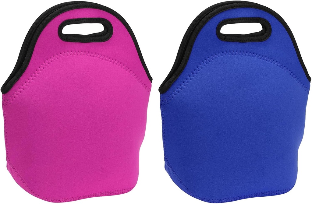 PATIKIL Neoprene Lunch Bags, 2Pack 12"x6"x12" Insulated Lunch Bags Reusable Bento Bags Thermal Lunch Tote for Men and Women, Rose Red, Blue