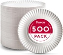 9-Inch Disposable Paper Plates - 500 Count - Bulk Pack of Uncoated Paper Plates for Everyday Use - Dinnerware for Meals, Parties And Picnics