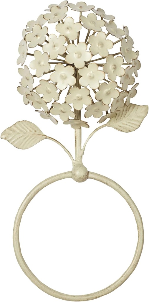 Creamy Gold Hydrangea Floral Towel Ring