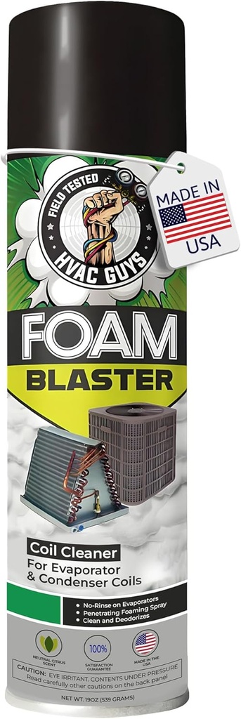 Foam Blaster AC Coil Cleaner for AC Unit | No Rinse Formula for Evaporators & Condensers | Neutral Citrus Scent