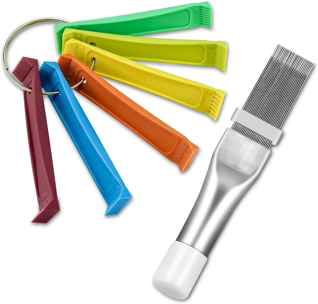 Cenipar Air Conditioner Condenser Fin Comb Set 2PCS Include FCR6 Fin Comb and Metal Radiator Fin Comb Compatible with Air Conditioner HVAC Fin Comb Straightener ﻿