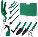 Garden Tools Set, Gifts for Women 10 Pieces Gardening Tools with Floral Print, Ergonomic Handle Trowel Rake Weeder Pruner Shears Sprayer, Garden Hand Tools with Carrying Case Garden Deals (10)