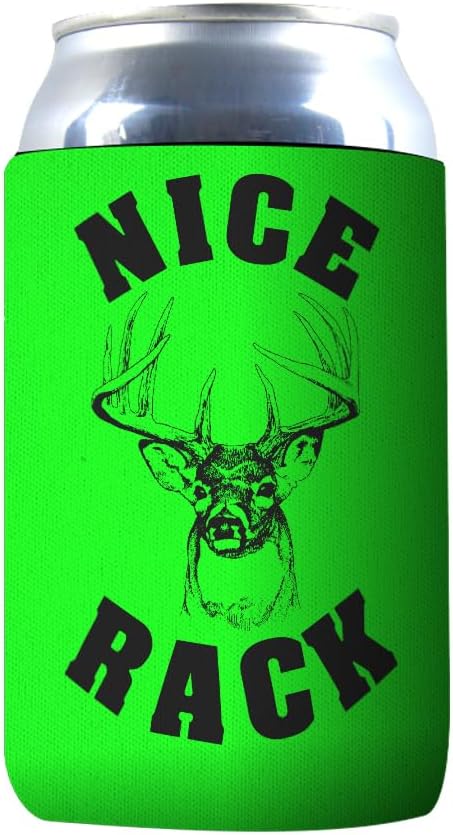 1 Pack - Nice Rack Funny Hunting Neon Green Drink Cooler Sleeve