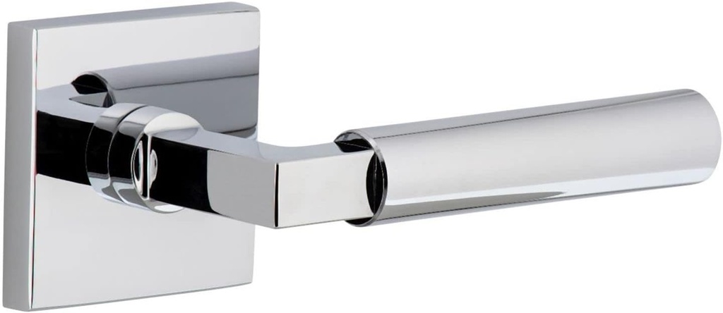 Viaggio QADCON-STH_SD_RH Quadrato Right Handed Solid Brass Non-Turning One-Sided Dummy Door Lever with Contempo Lever and Quadrato Backplate - Bright Chrome